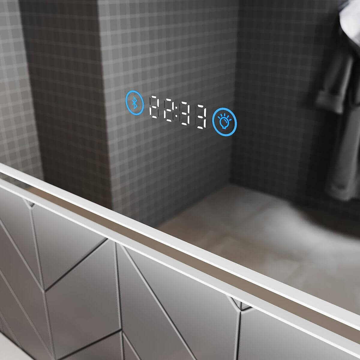 SONNI Espejo Baño con Luz Bluetooth 5.0 y Antivaho 120x70 cm Espejo de Baño con Luz LED Interruptor Táctil,con Reloj/Indicador de Temperatura,IP65