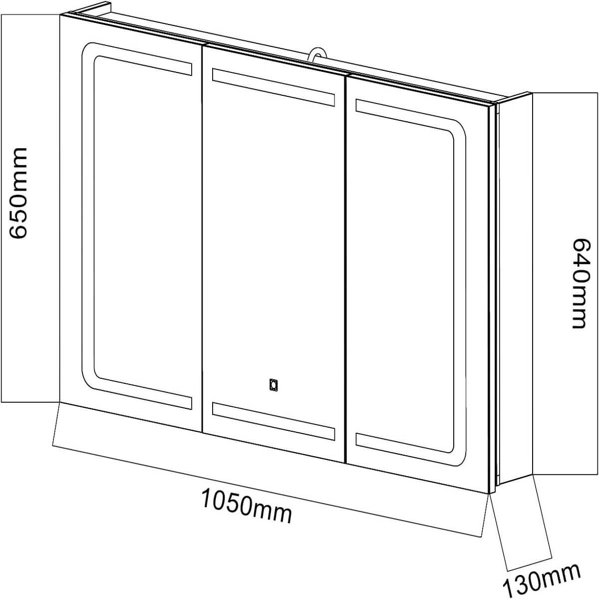 SONNI Armario Espejo Baño con Luz 105 x 65 cm Bisagra Conductora Interruptor Táctil 3 Puertas,Espejo de Baño con Armario y LED,Acero Inoxidable Enchufe para Afeitadora 5 Estantes