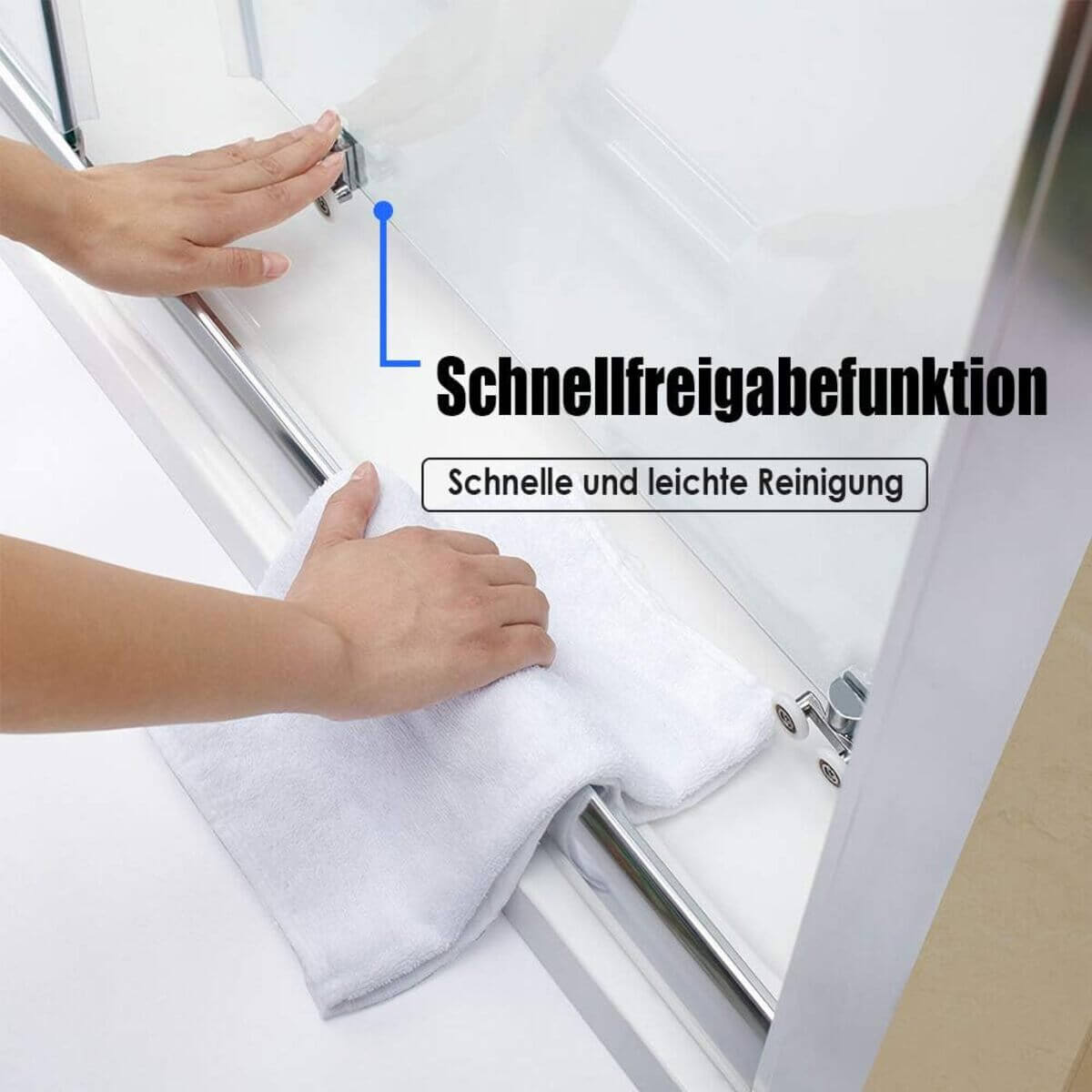 SONNI Mamparas de Ducha Rectangular con 2 Hojas Fijas y 2 Hojas Correderas Vidrio Templado 5mm Perfil Aluminio altura 185 cm