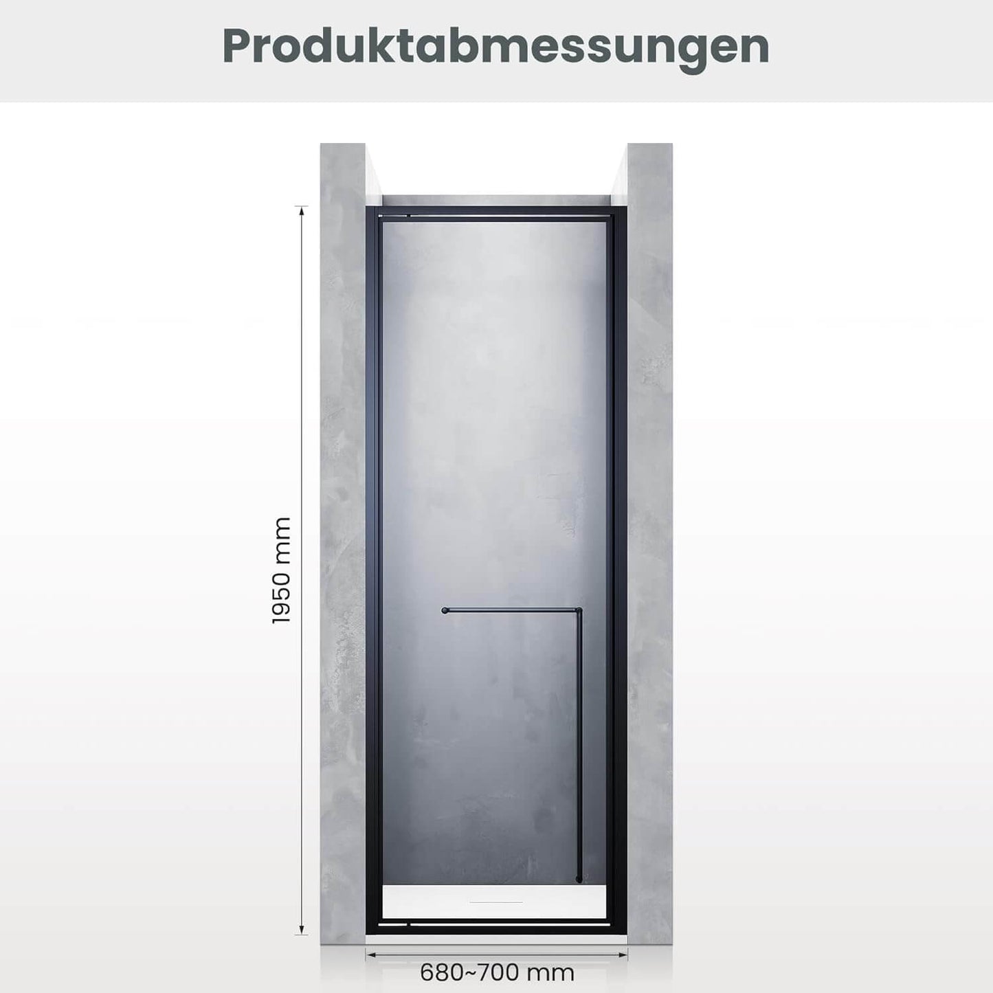 SONNI Puerta de ducha articulada con bisagra para ducha, cristal templado negro de 6 mm, con cristal lateral, barra de protección contra el agua, atracción magnética