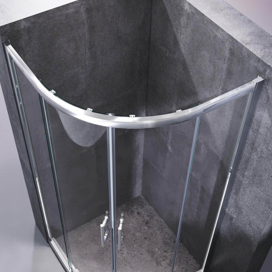 SONNI Cabina de ducha redonda de entrada esquinera, puerta corredera, ducha de cuarto de círculo