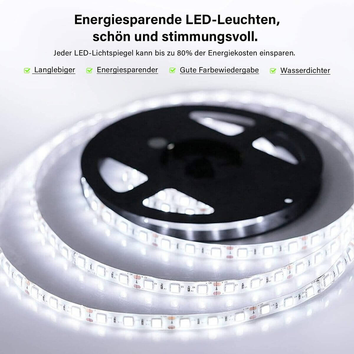 SONNI baño espejo LED espejo de baño con iluminación interruptor de pared 80x60cm
