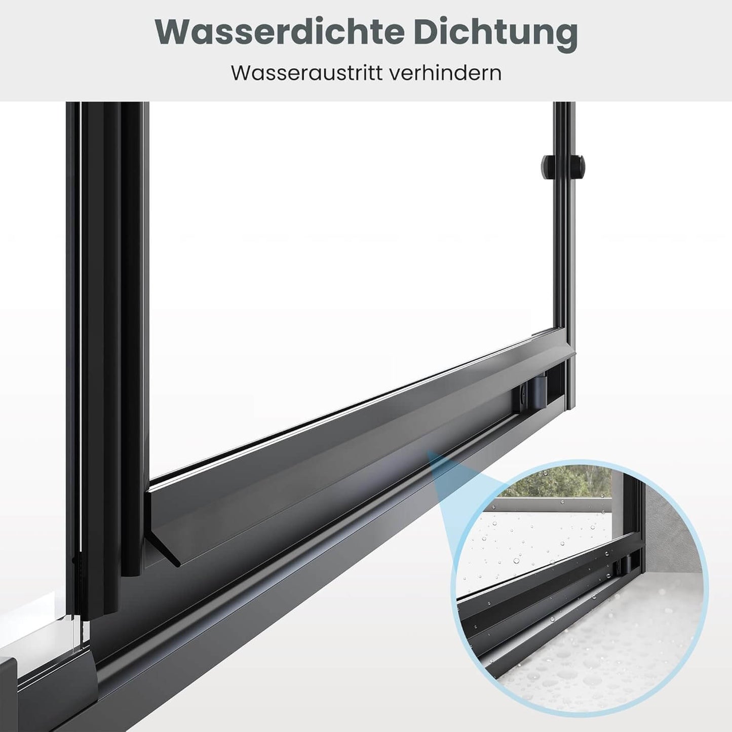 SONNI Puerta de ducha articulada con bisagra para ducha, cristal templado negro de 6 mm, con cristal lateral, barra de protección contra el agua, atracción magnética