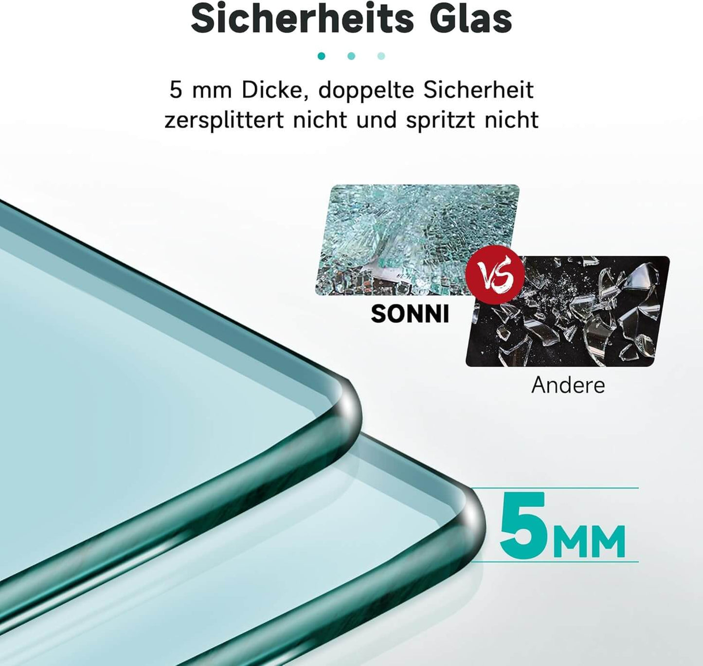 SONNI Puerta de ducha cristal templado, doble puerta corredera de cristal templado, rejilla negra mate, nanorecubrimiento de una cara, barra de sellado magnética