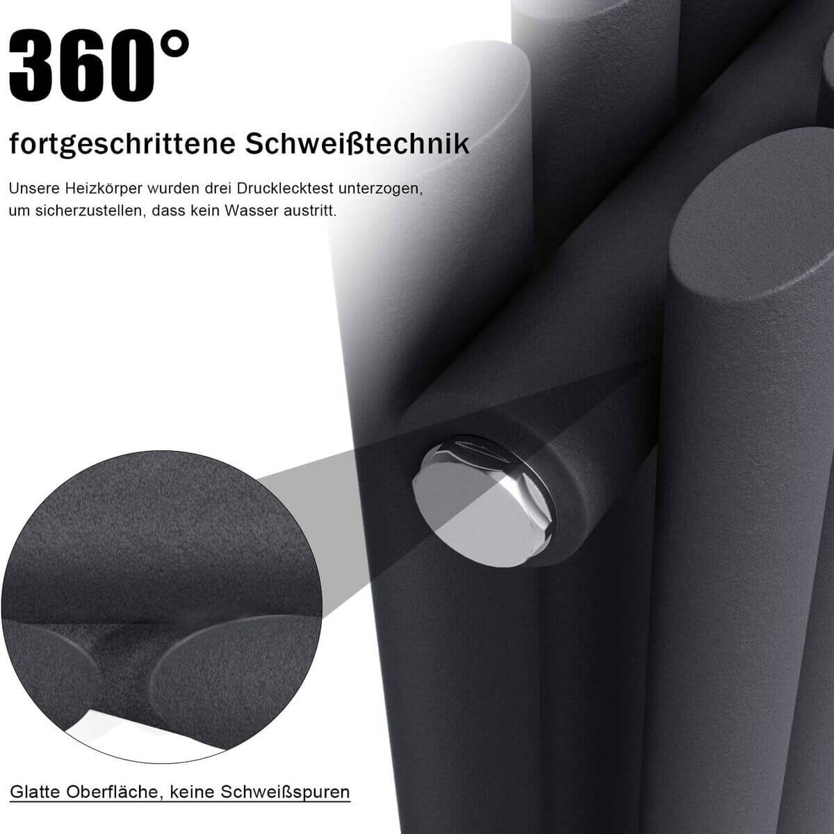 SONNI Radiador vertical antracita 1800 x 236 mm con multibloque, diseño termostático, cromo, una sola pieza, radiador tubular de baño, conexión central una/doble capa Sí y No Multibloque