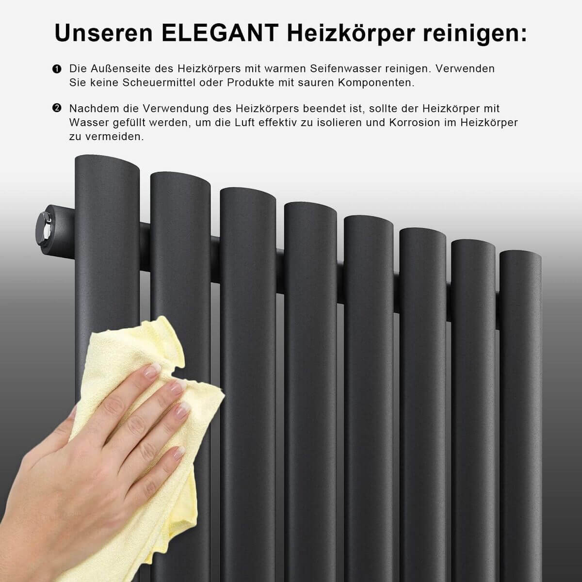 SONNI Radiador vertical antracita 1800 x 236 mm con multibloque, diseño termostático, cromo, una sola pieza, radiador tubular de baño, conexión central una/doble capa Sí y No Multibloque