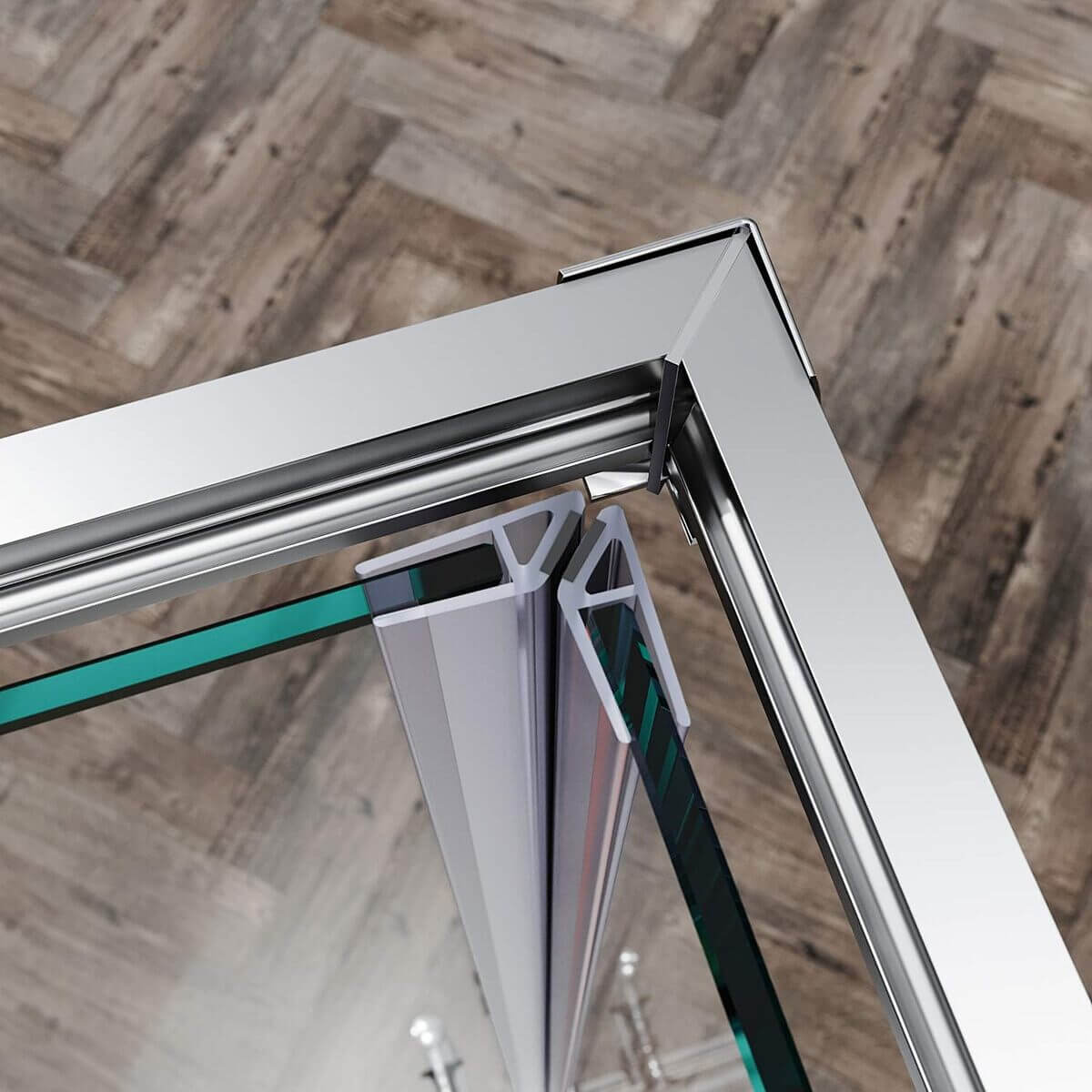 SONNI Mamparas de Ducha Rectangular con 2 Hojas Fijas y 2 Hojas Correderas Vidrio Templado 5mm Perfil Aluminio altura 185 cm