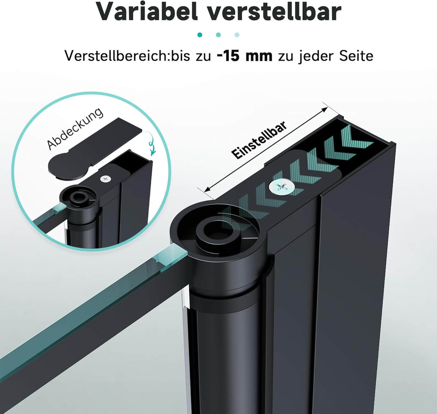 SONNI Puerta de ducha cristal templado, doble puerta corredera de cristal templado, rejilla negra mate, nanorecubrimiento de una cara, barra de sellado magnética