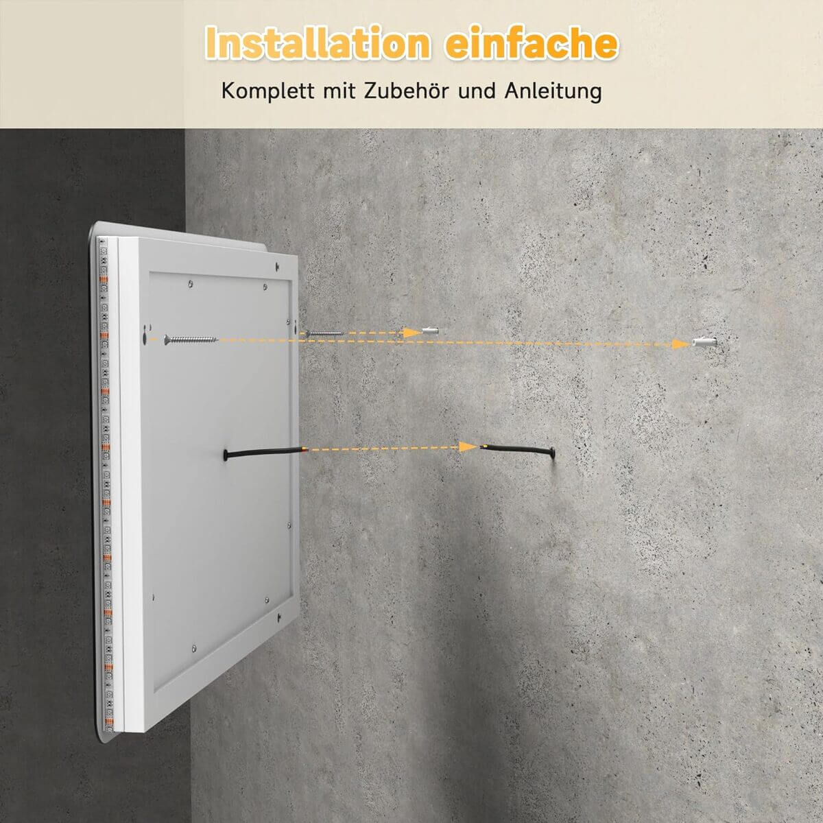 SONNI Espejo de Baño LED 100x60cm, Espejo con Iluminación Blanco Frío Función antiniebla, Espejo de Pared, Interruptor Táctil, Esquina Redonda