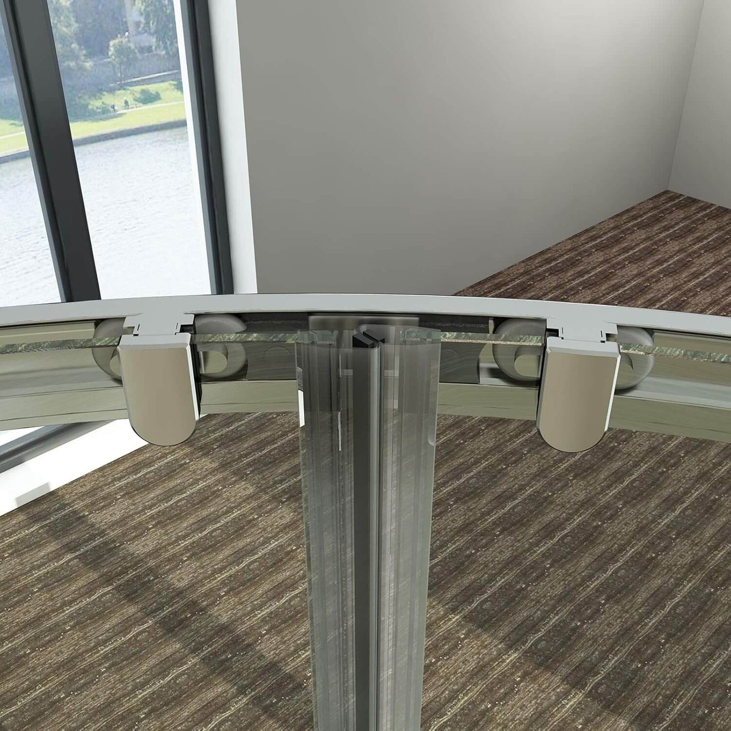 SONNI Cabina de ducha redonda de entrada esquinera, puerta corredera, ducha de cuarto de círculo