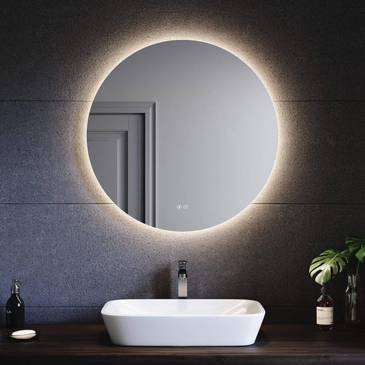 SONNI Espejo Baño con Luz Regulable 3 Colores Antivaho 60x60/ 80x80 cm Espejo Baño LED Redondo Pared con Interruptor Táctil IP65