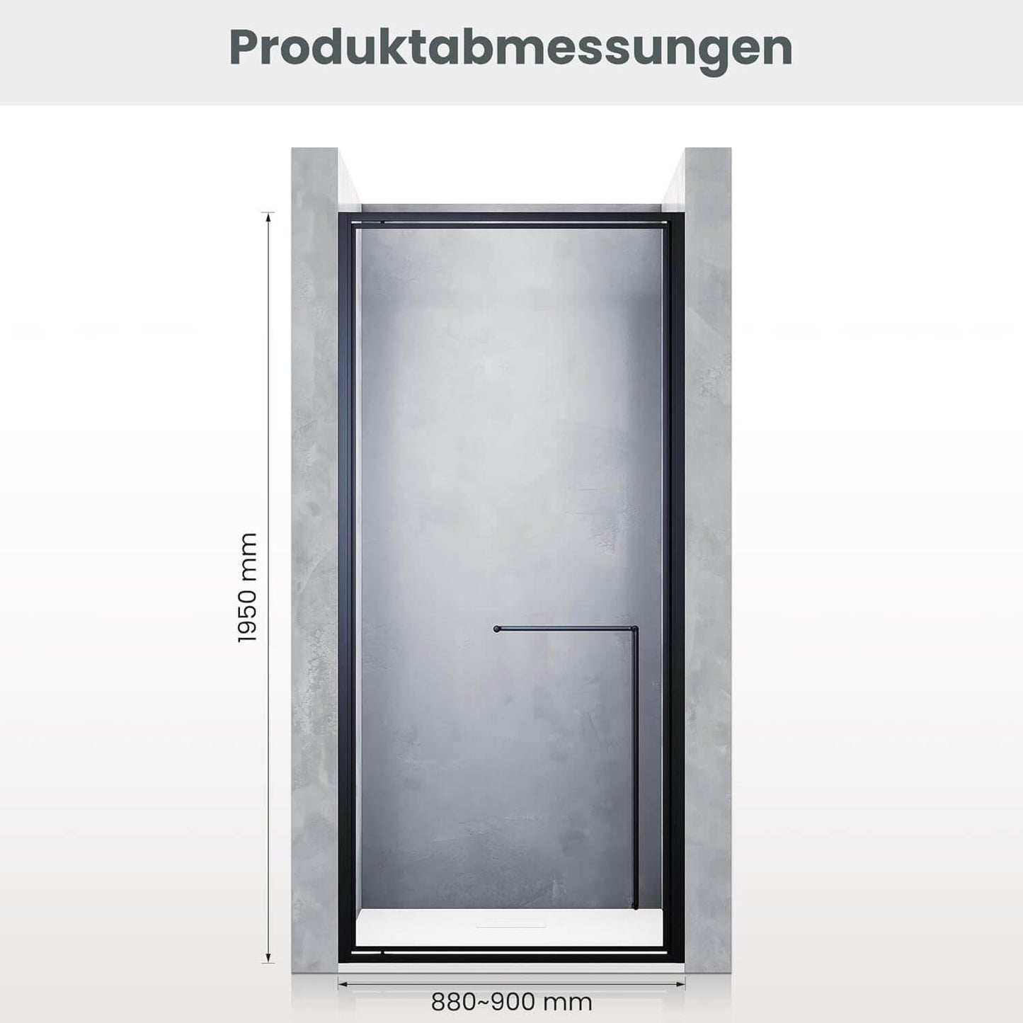 SONNI Puerta de ducha articulada con bisagra para ducha, cristal templado negro de 6 mm, con cristal lateral, barra de protección contra el agua, atracción magnética