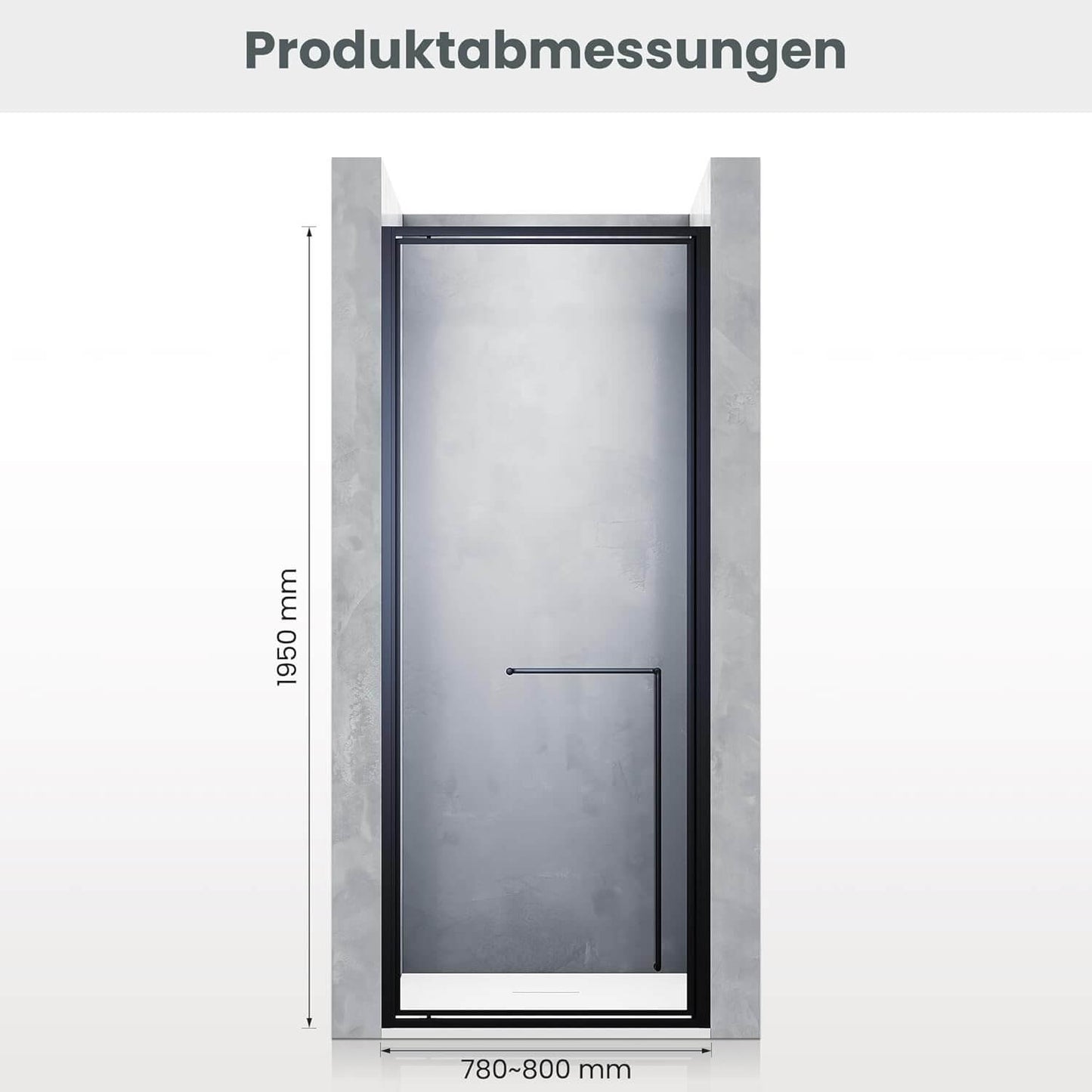 SONNI Puerta de ducha articulada con bisagra para ducha, cristal templado negro de 6 mm, con cristal lateral, barra de protección contra el agua, atracción magnética