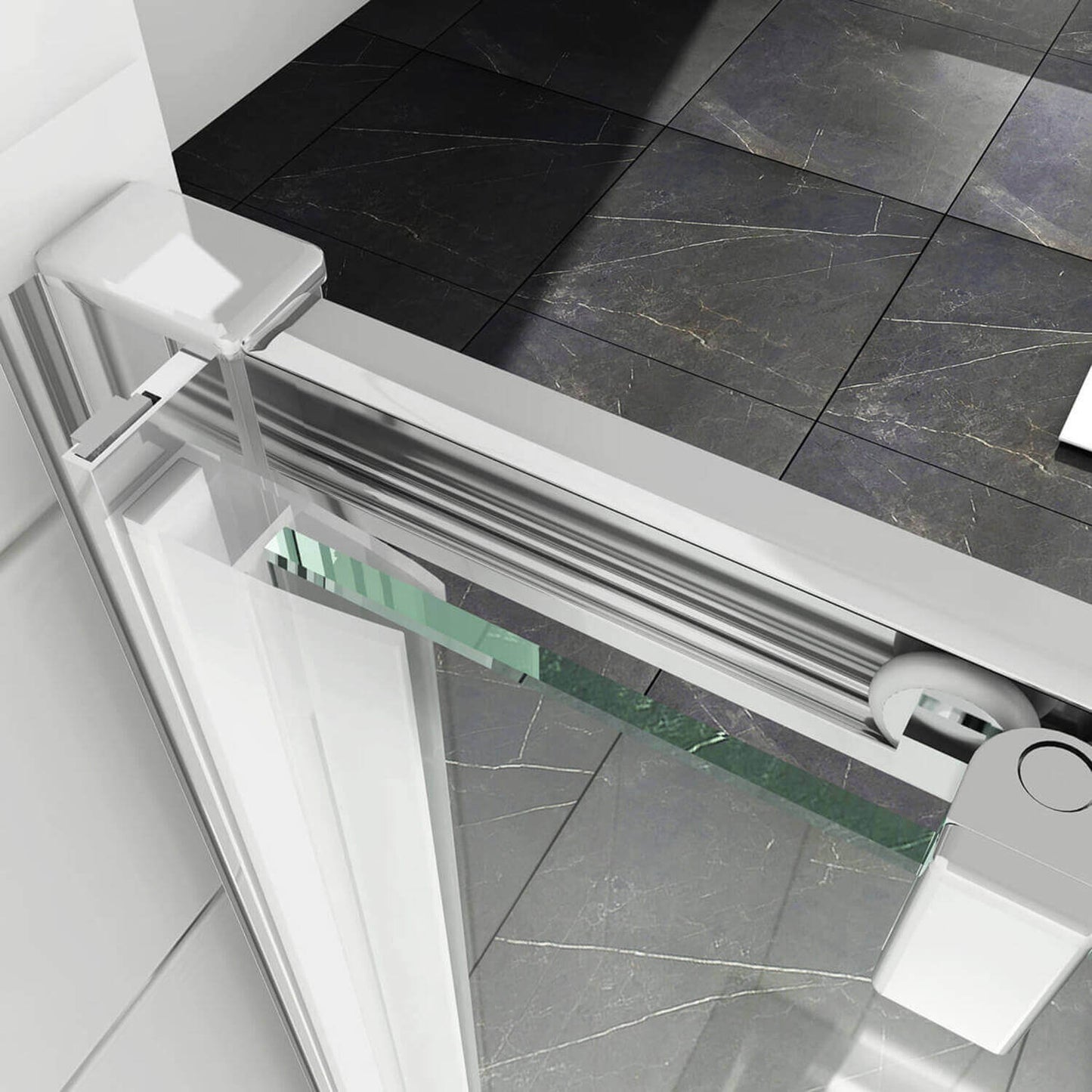 SONNI Puerta corredera de ducha  mampara de ducha de cristal, altura de 185 cm, cristal transparente