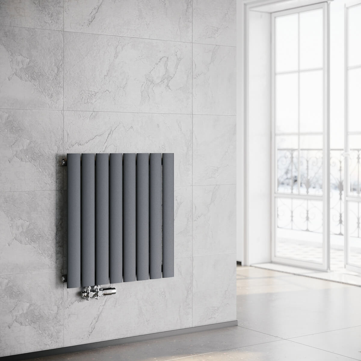 SONNI Radiador horizontal de diseñoblanco, 630 x 616 mm,una/doble capa Sí y No Multibloquecolor  antracita