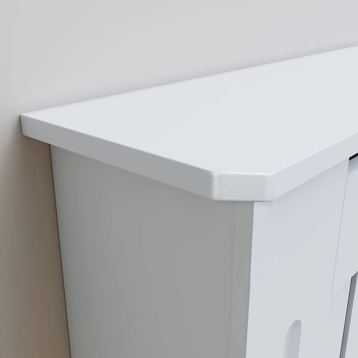 SONNI Cubierta de Radiador Blanco Moderno,Madera,Listón Vertical,Cubre de Calefacción Pequeño/Mediano/Extra Grande