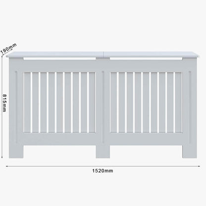 SONNI Cubierta de Radiador Blanco Moderno,Madera,Listón Vertical,Cubre de Calefacción Pequeño/Mediano/Extra Grande