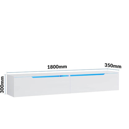 SONNI Mueble TV con Luz LED Regulables de 12 Colores,Mueble de Salón Blanco 160/180x35x30cm