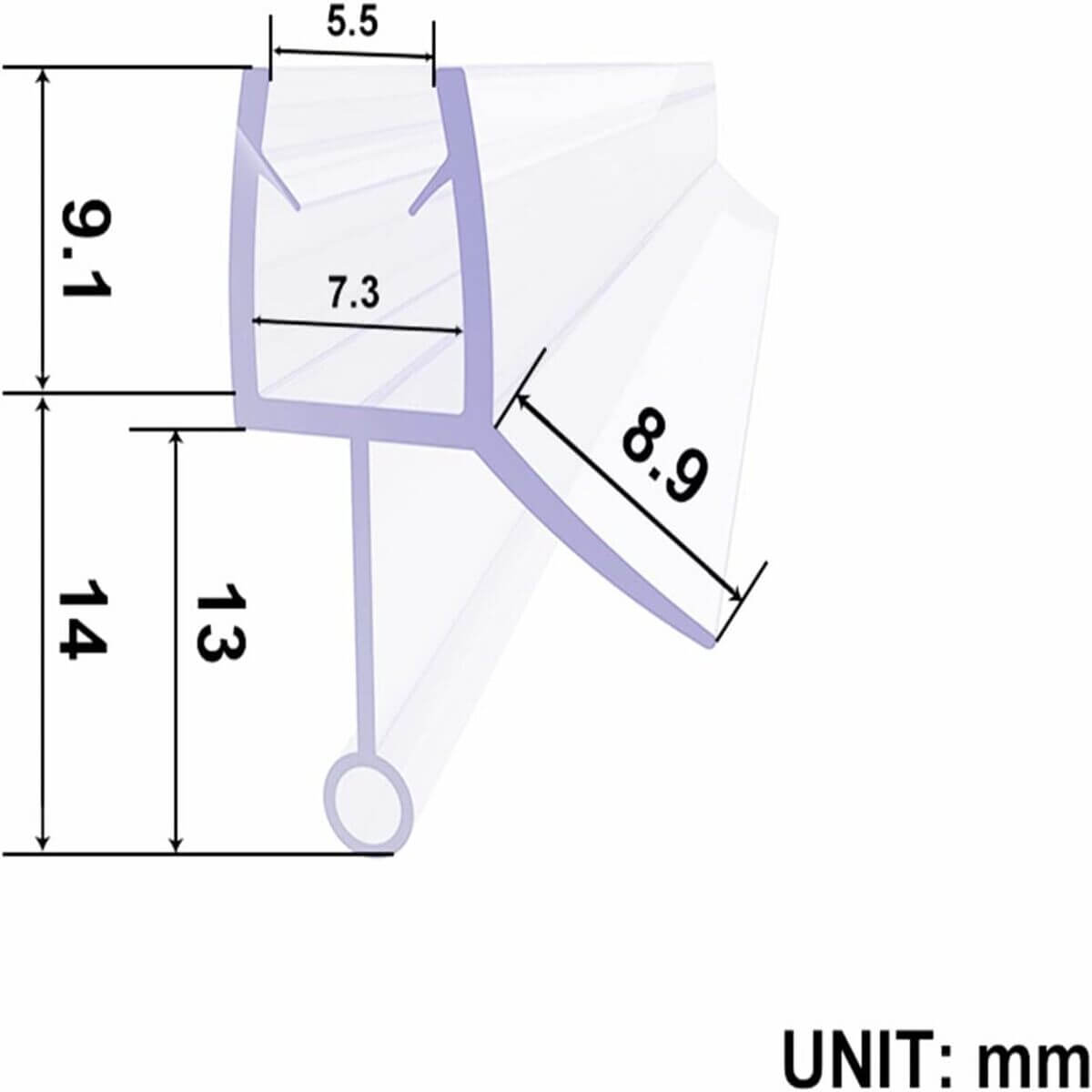 SONNI Goma Mampara Ducha Junta Mampara Ducha Baño Bañera Puerta Adecuado para Cristal 6mm 7mm
