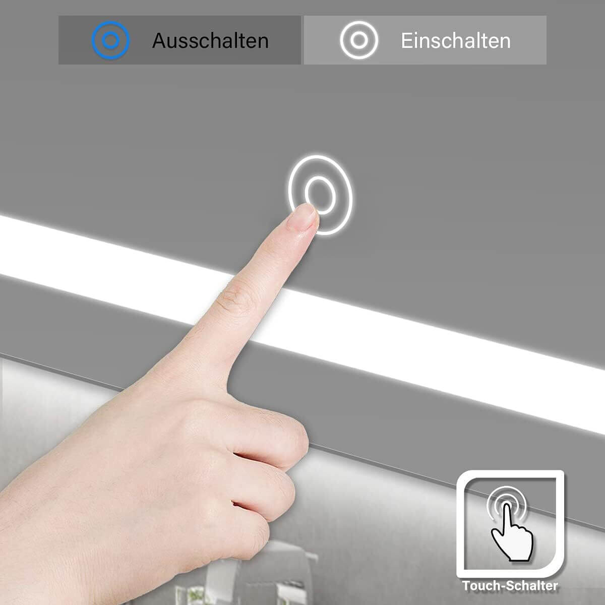 SONNI Espejo de Baño LED 100x60cm, Espejo con Iluminación Blanco Frío Función antiniebla, Espejo de Pared, Interruptor Táctil, Esquina Redonda