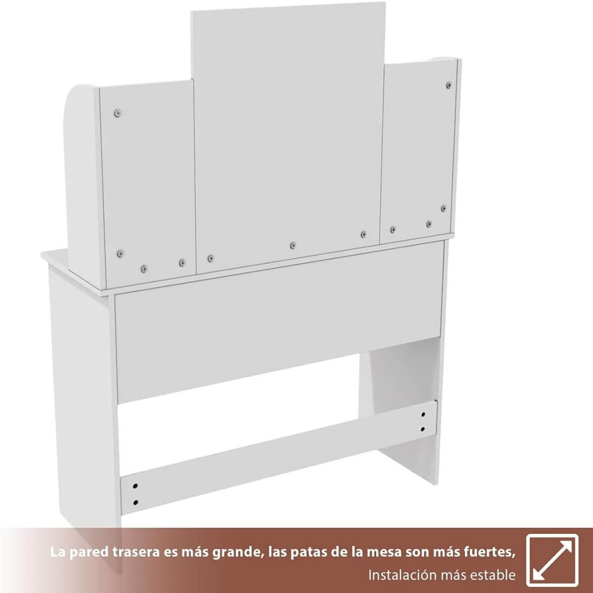 SONNI Mesa Maquillaje con Luz con Espejo y Taburete, Tocador Maquillaje con Luz, Tocador Blanco con 4 Estantes,108x40x140cm
