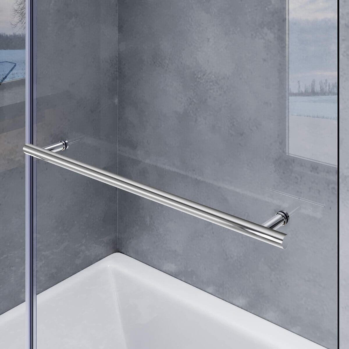 SONNI Mampara Bañera Plegable NANO 120 x 140 cm Cristal Templado 6mm Mamparas de Bañera Abatible 2 Hojas con Estantería y Toallero