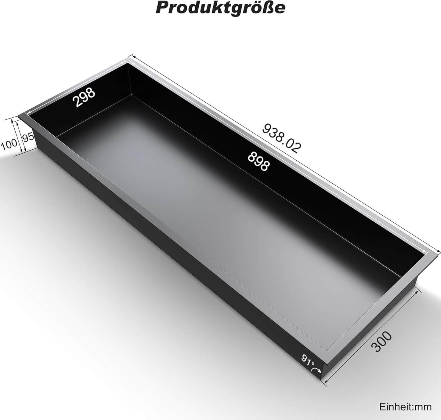 SONNI Ducha de pared de acero inoxidable, nicho de ducha integrado, estante individual almacenamiento para baño, resistente al agua, no requiere azulejos