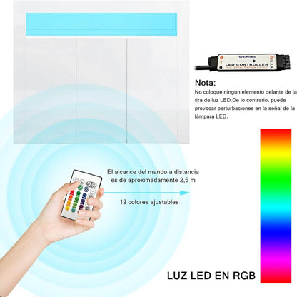 SONNI Aparador Blanco Brillo con 3 Puertas,Mueble Comedor Brillante con Iluminación LED 116x35x93cm,Armario Entrada para Salón/Cocina