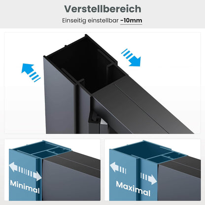 SONNI Puerta de ducha articulada con bisagra para ducha, cristal templado negro de 6 mm, con cristal lateral, barra de protección contra el agua, atracción magnética