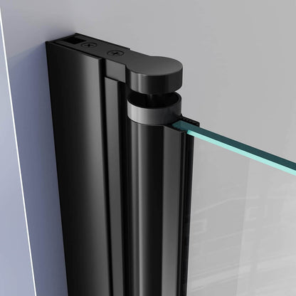 Sonni Mamparas de Ducha Frontales Negras Puerta Plegable Cristal ESG Templado de 6mm con Recubrimiento Nano