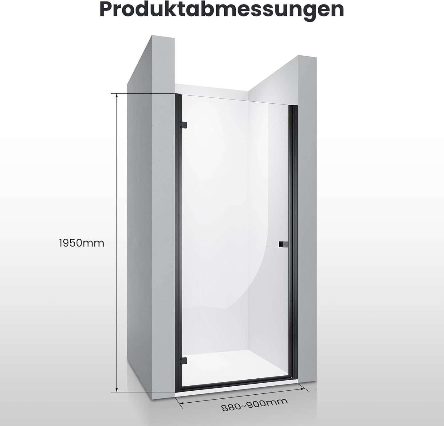 SONNI Puerta de ducha Puerta de ducha Puerta de ducha Negro 6 mm Vidrio templado Barra de protección al agua Atracción magnética