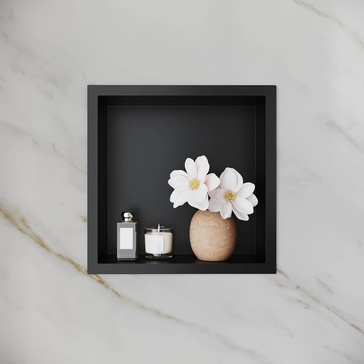 SONNI Ducha de pared de acero inoxidable, nicho de ducha integrado, estante individual almacenamiento para baño, resistente al agua, no requiere azulejos