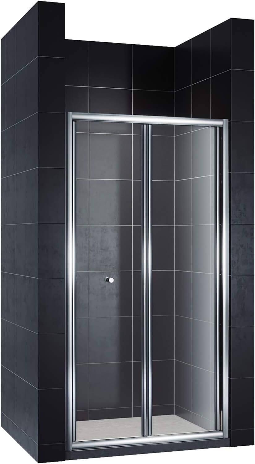 SONNI Cabina de ducha con puerta plegable y pared lateral