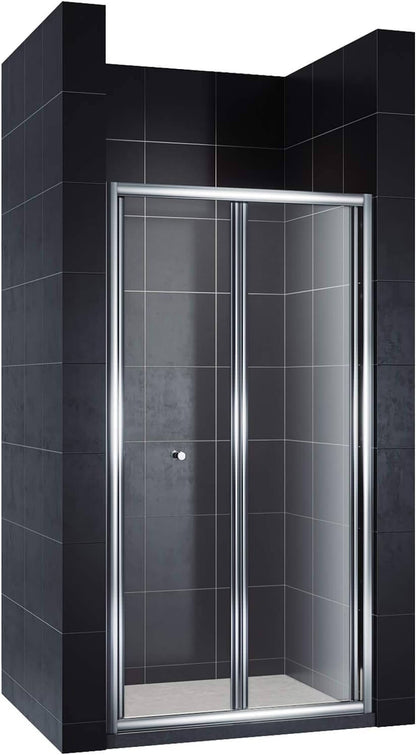 SONNI Cabina de ducha con puerta plegable y pared lateral