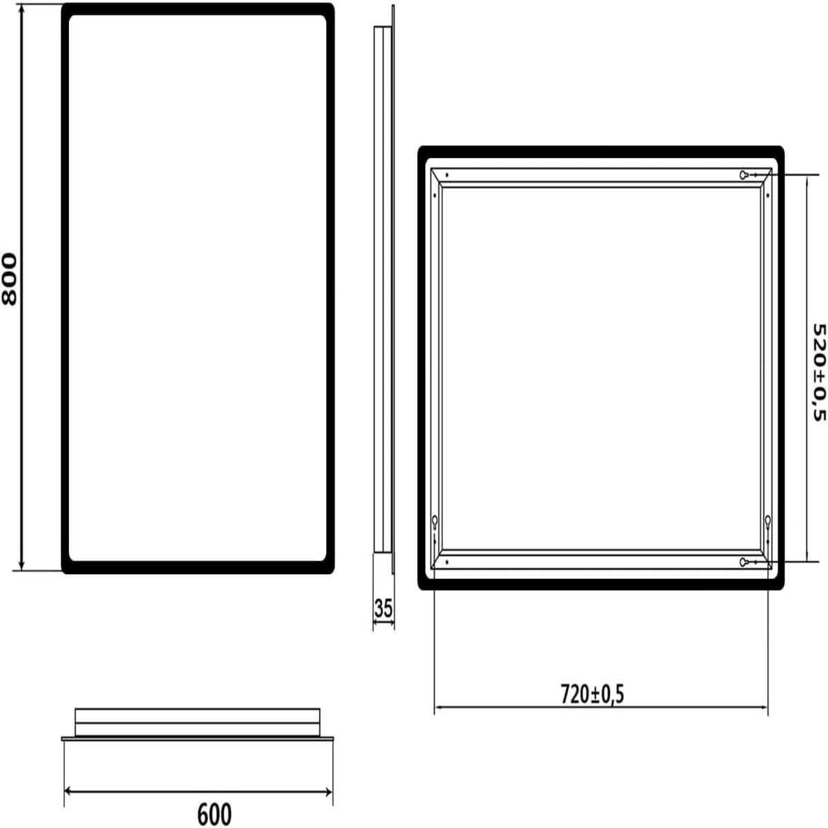 SONNI baño espejo LED espejo de baño con iluminación interruptor de pared 80x60cm