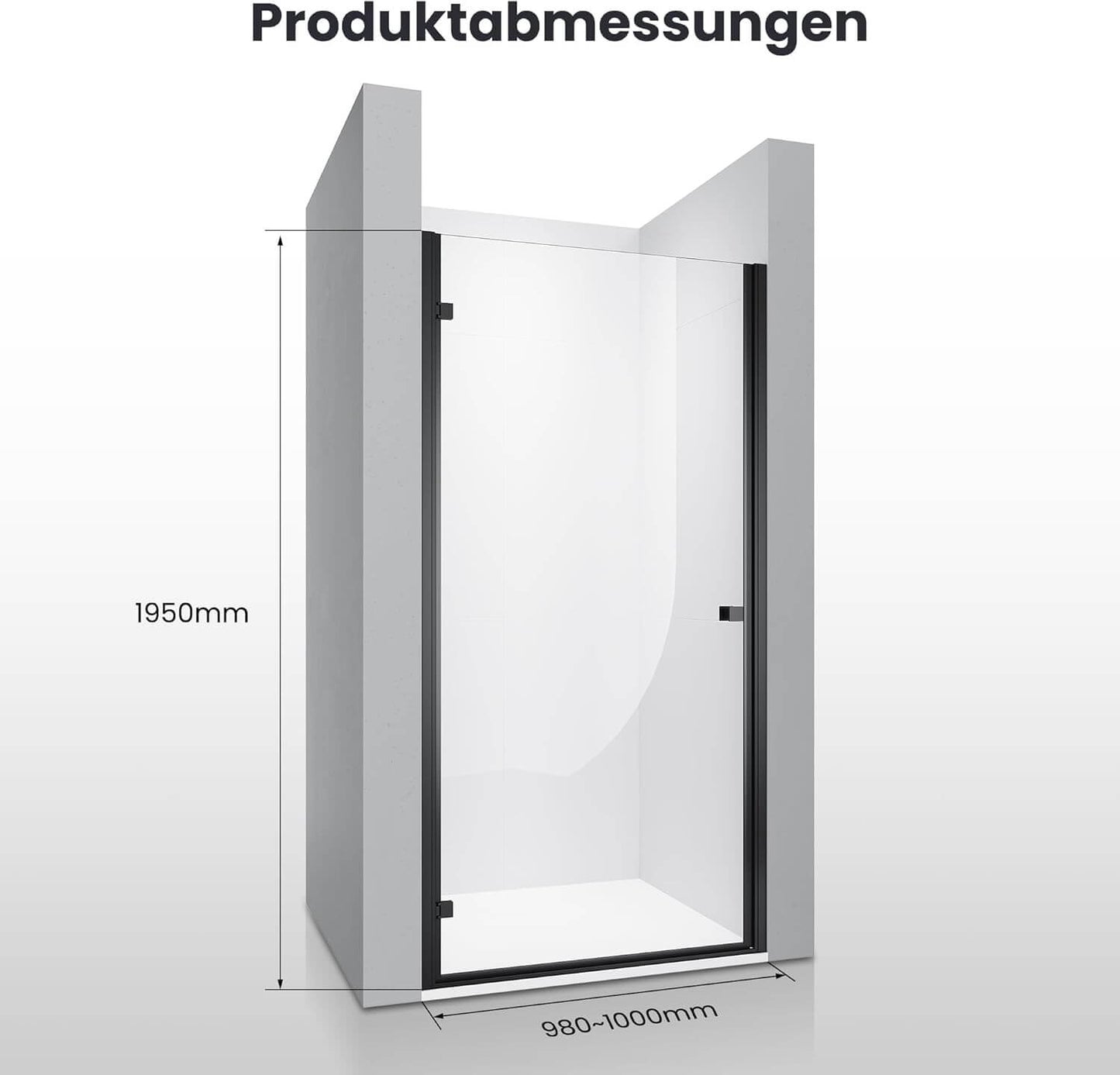 SONNI Puerta de ducha Puerta de ducha Puerta de ducha Negro 6 mm Vidrio templado Barra de protección al agua Atracción magnética