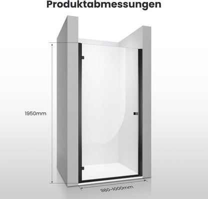 SONNI Puerta de ducha Puerta de ducha Puerta de ducha Negro 6 mm Vidrio templado Barra de protección al agua Atracción magnética