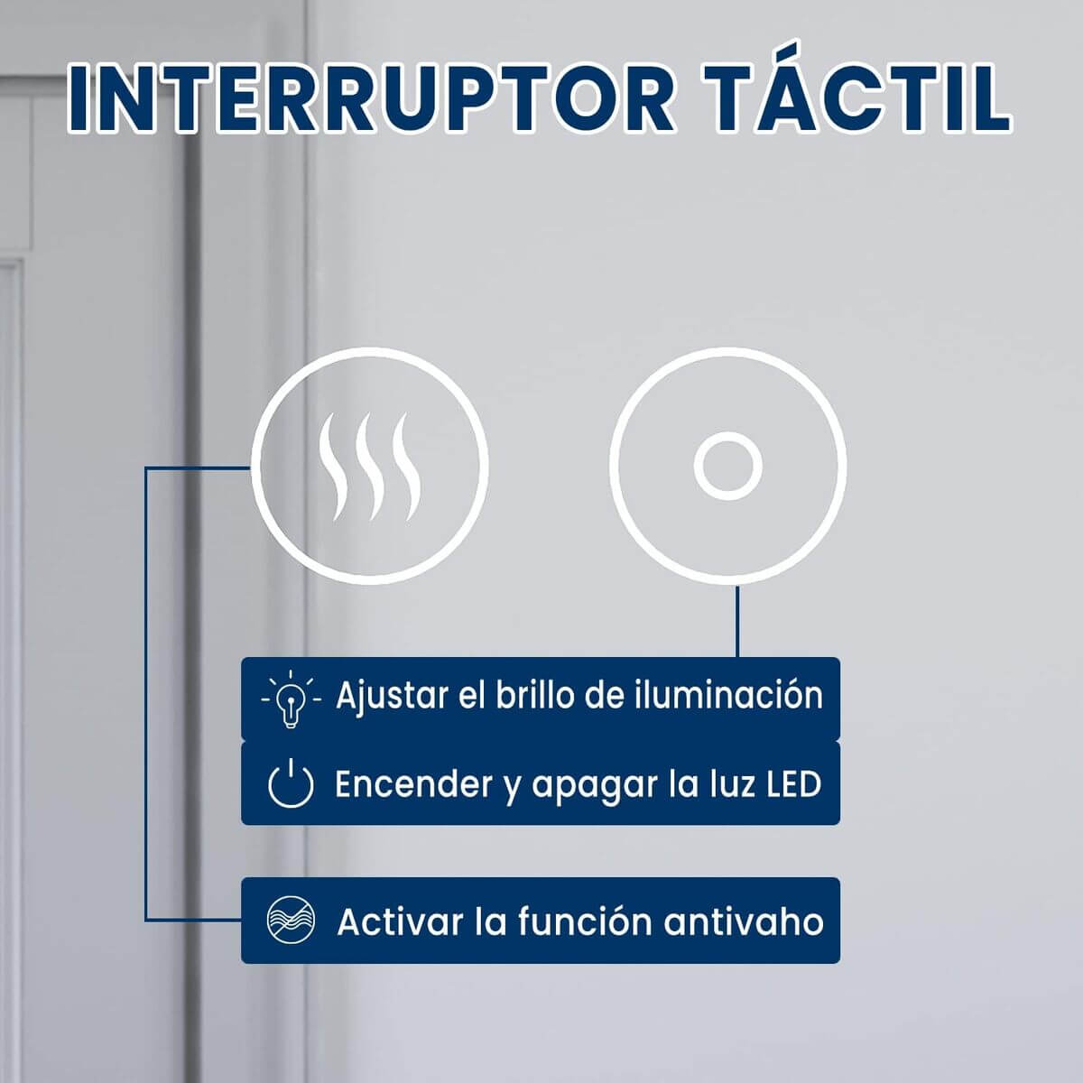 SONNI Espejo Baño con Luz Regulable 3 Colores Antivaho 60x60/ 80x80 cm Espejo Baño LED Redondo Pared con Interruptor Táctil IP65