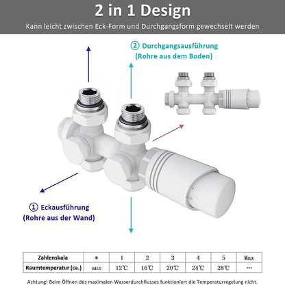 SONNI Radiador vertical blanco 1800 x 236 mm con multibloque, diseño termostático, cromo, una sola pieza, radiador tubular de baño, conexión central una/doble capa Sí y No Multibloque