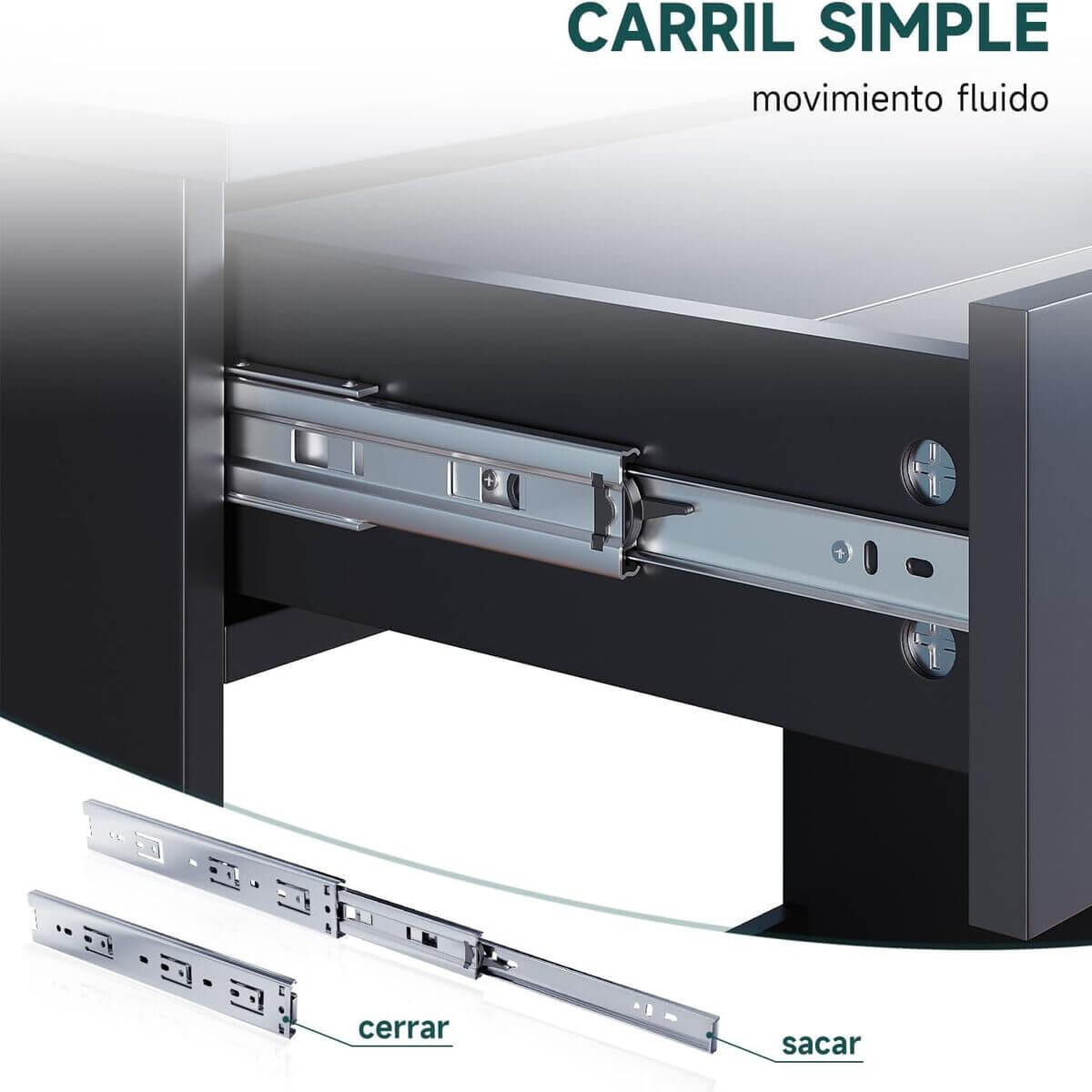 SONNI Tocador, 12 Luces LED con Brillo Ajustable, 1 Cajones Grandes y Taburete, Estilo Moderno, 80x40x140cm-Nero