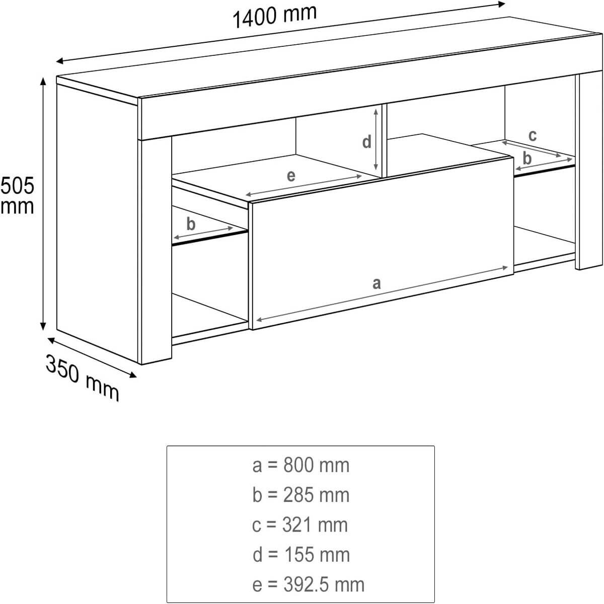 SONNI Mueble TV con Luz LED Ajustable de 12 Colores Sálon Negro con Mando a Distancia, Mesa TV Madera con Estantes Cristal 140 CM