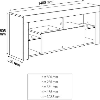 SONNI Mueble TV con Luz LED Ajustable de 12 Colores Sálon Negro con Mando a Distancia, Mesa TV Madera con Estantes Cristal 140 CM