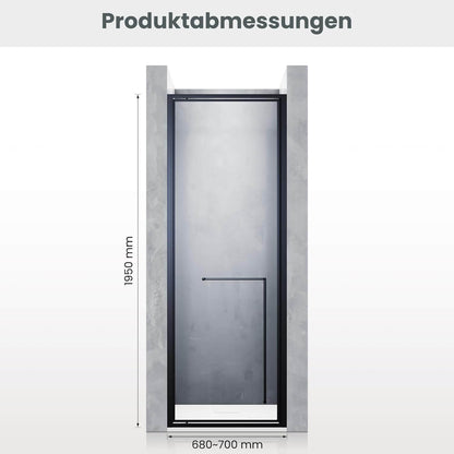 SONNI Puerta de ducha articulada con bisagra para ducha, cristal templado negro de 6 mm, con cristal lateral, barra de protección contra el agua, atracción magnética