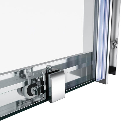 SONNI Puerta corredera de ducha  mampara de ducha de cristal, altura de 185 cm, cristal transparente