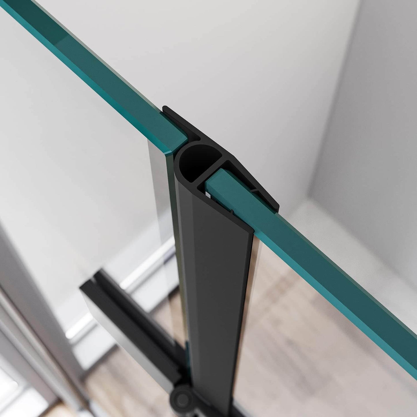 Sonni Mamparas de Ducha Frontales Negras Puerta Plegable Cristal ESG Templado de 6mm con Recubrimiento Nano