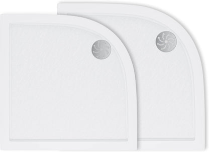 SONNI Plato de ducha ovalado de perfil bajo, con radio de 550 mm, extraplano, SMC, incluye desagüe