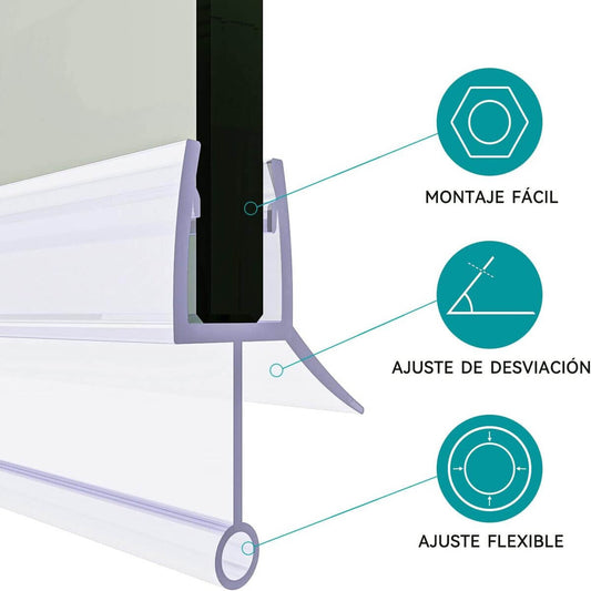 SONNI Goma Mampara Ducha Junta Mampara Ducha Baño Bañera Puerta Adecuado para Cristal 6mm 7mm