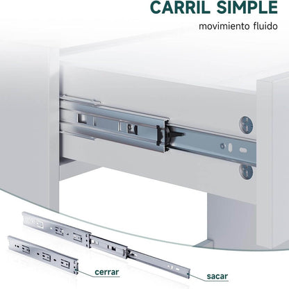 SONNI Tocador, 12 Luces LED con Brillo Ajustable, 1 Cajones Grandes y Taburete, Estilo Moderno, 80x40x140cm-Blanco