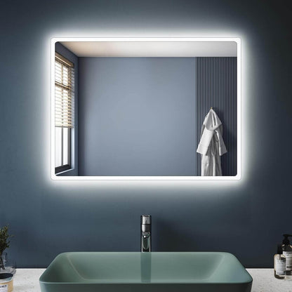 SONNI baño espejo LED espejo de baño con iluminación interruptor de pared 80x60cm