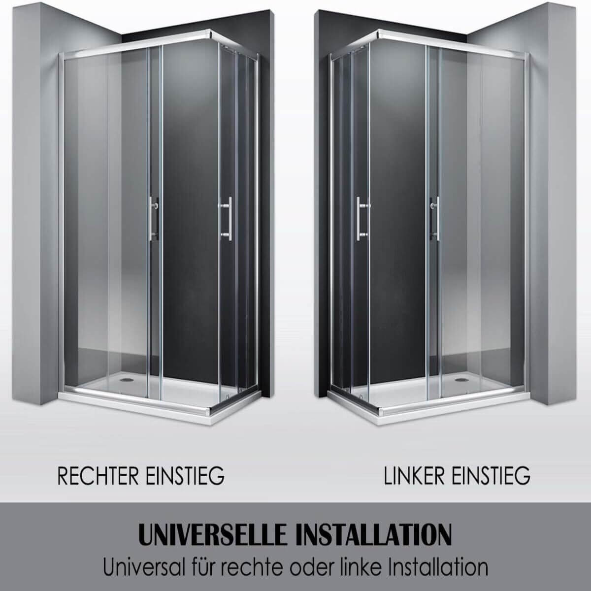 SONNI Mamparas de Ducha Rectangular con 2 Hojas Fijas y 2 Hojas Correderas Vidrio Templado 5mm Perfil Aluminio altura 185 cm